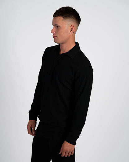 Textured Long-Sleeve Polo