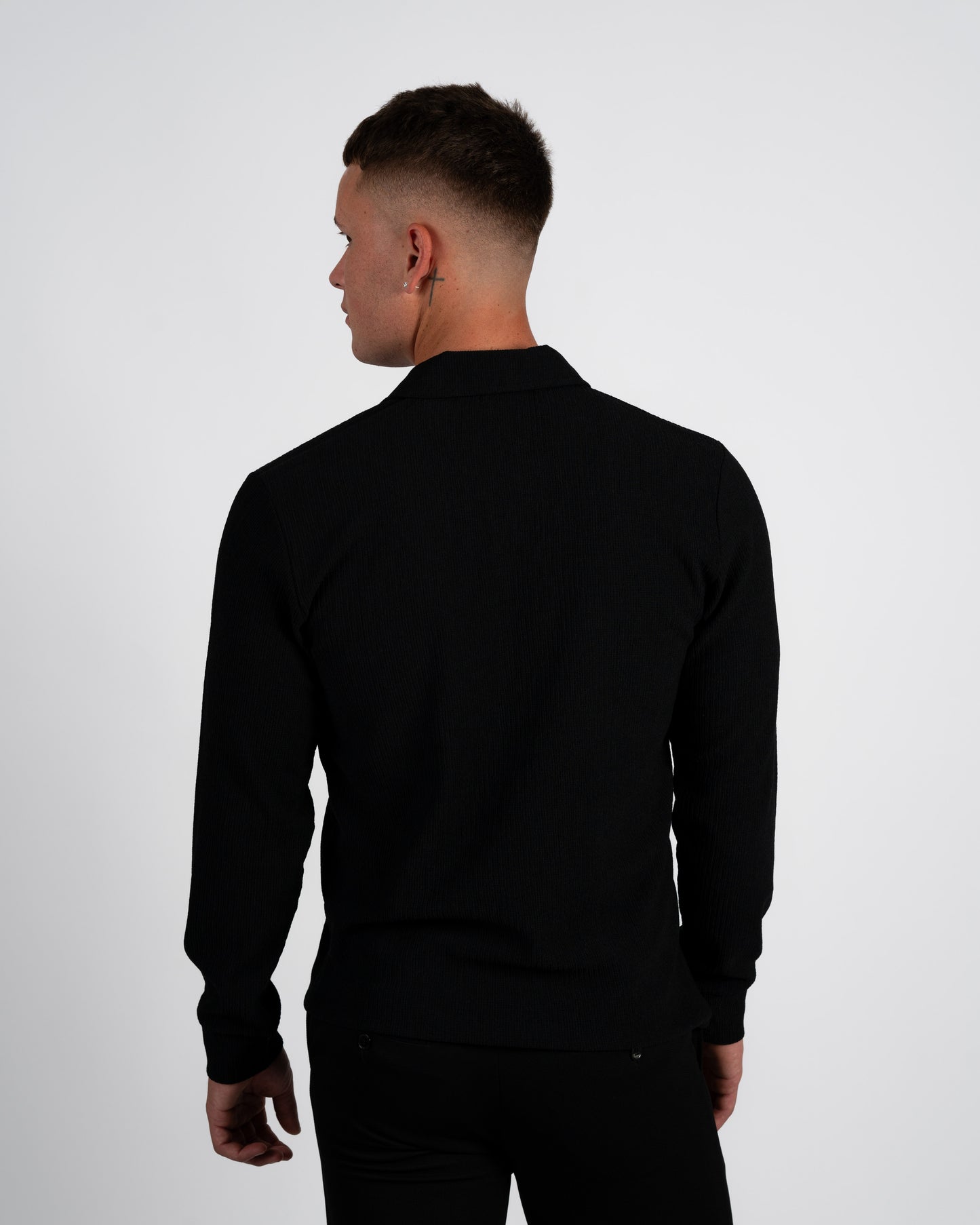 Textured Long-Sleeve Polo