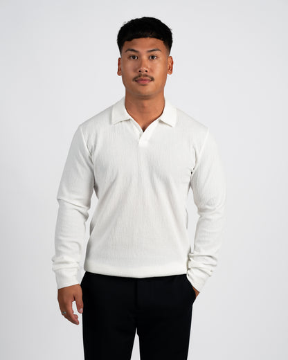 Textured Long-Sleeve Polo