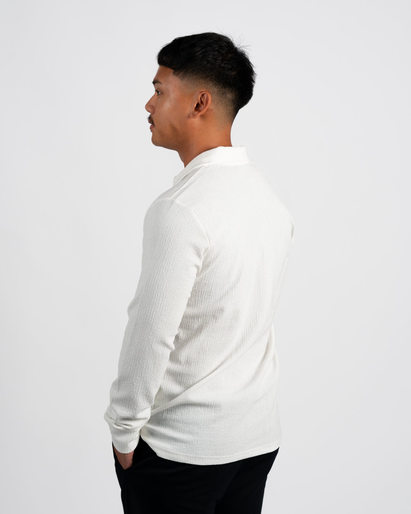 Textured Long-Sleeve Polo