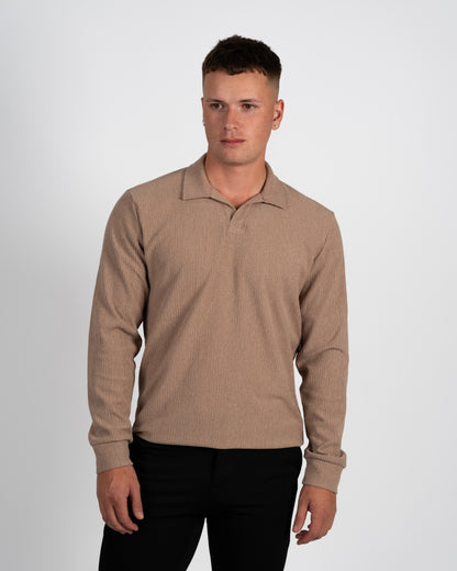 Textured Long-Sleeve Polo