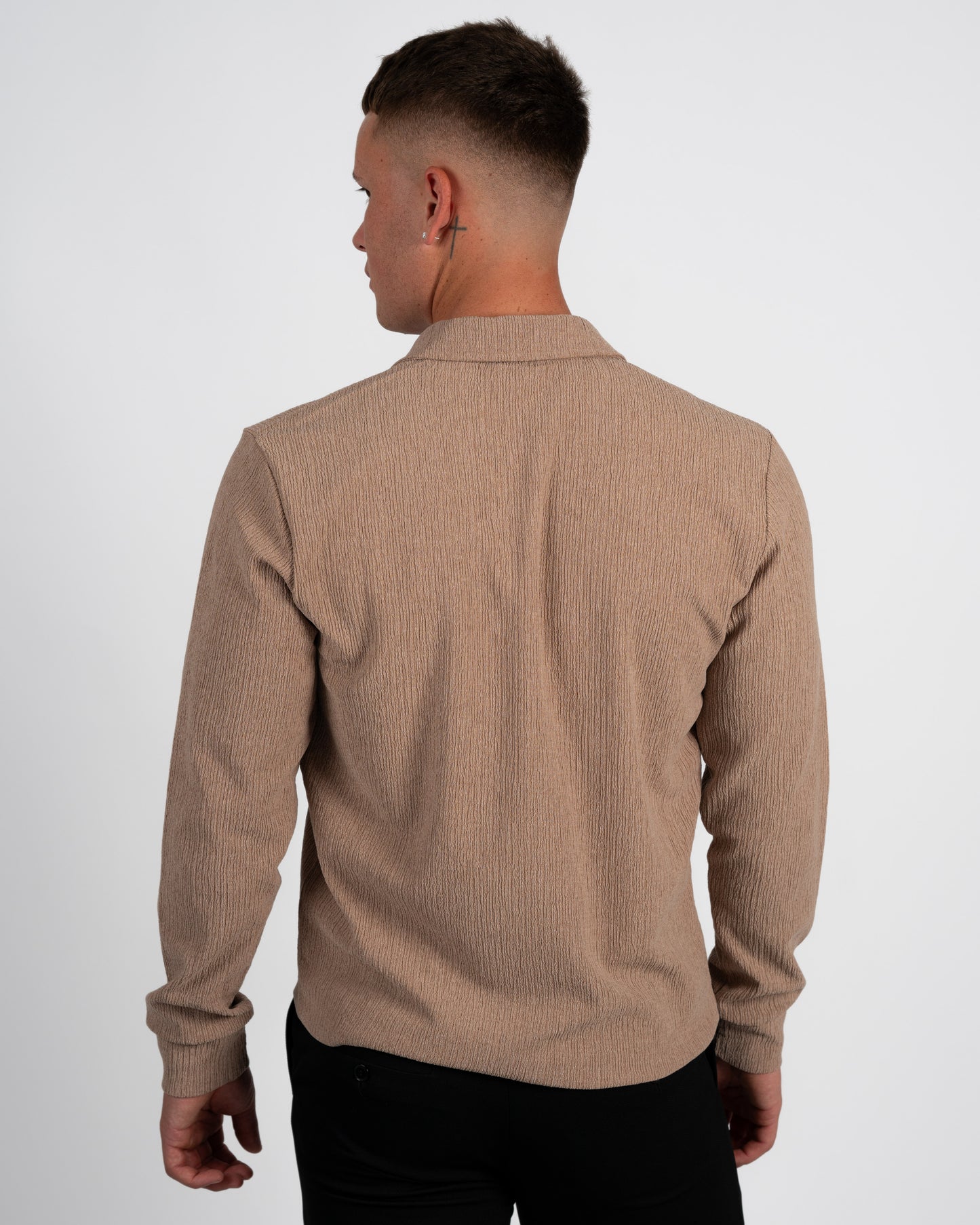 Textured Long-Sleeve Polo