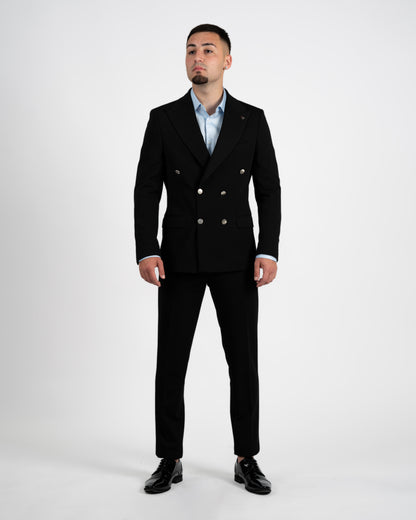 Black Double Breasted 2-Piece Suit