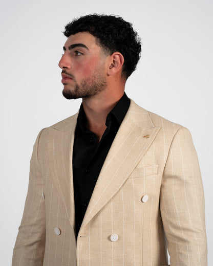 Beige Double Breasted Suit