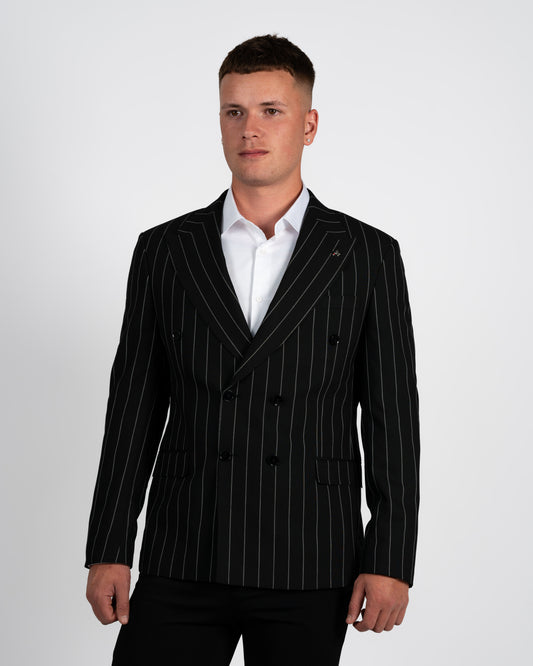 Black Striped Double-Breasted Jacket