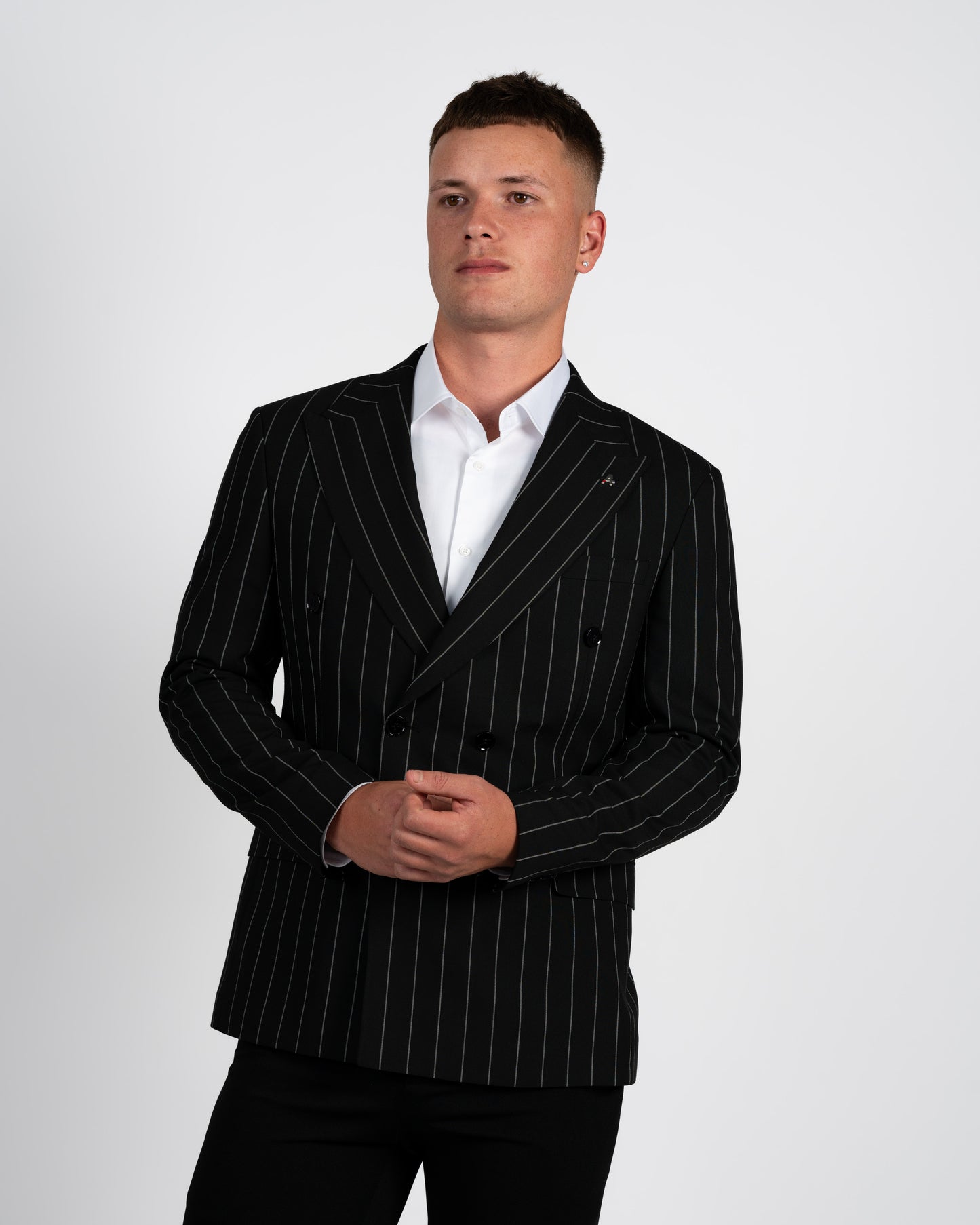 Black Striped Double-Breasted Jacket