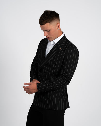 Black Striped Double-Breasted Jacket