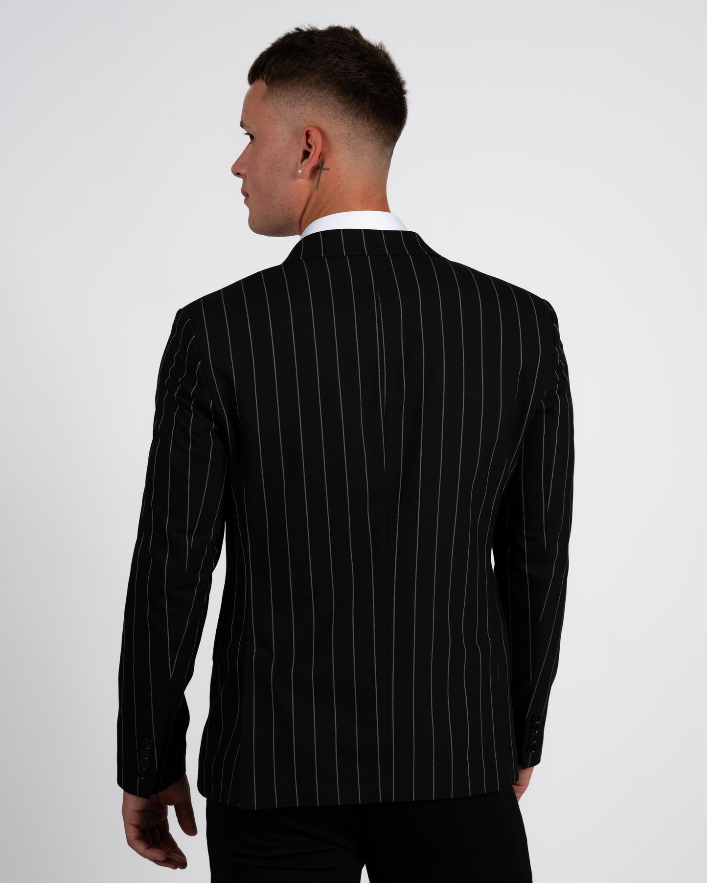 Black Striped Double-Breasted Jacket